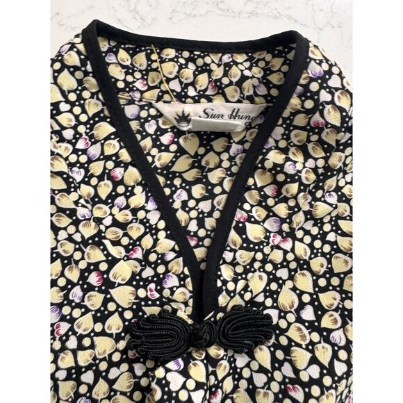 Vintage Rare 70s Sun Hung Top Women XL Frog Closure Asian Polynesian Hawaiian - Picture 6 of 12